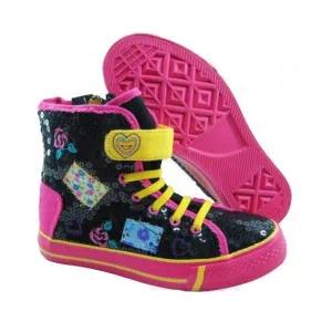 Pink Child Boots MID Cut with Vulcanized Sole Embroidery Flowers