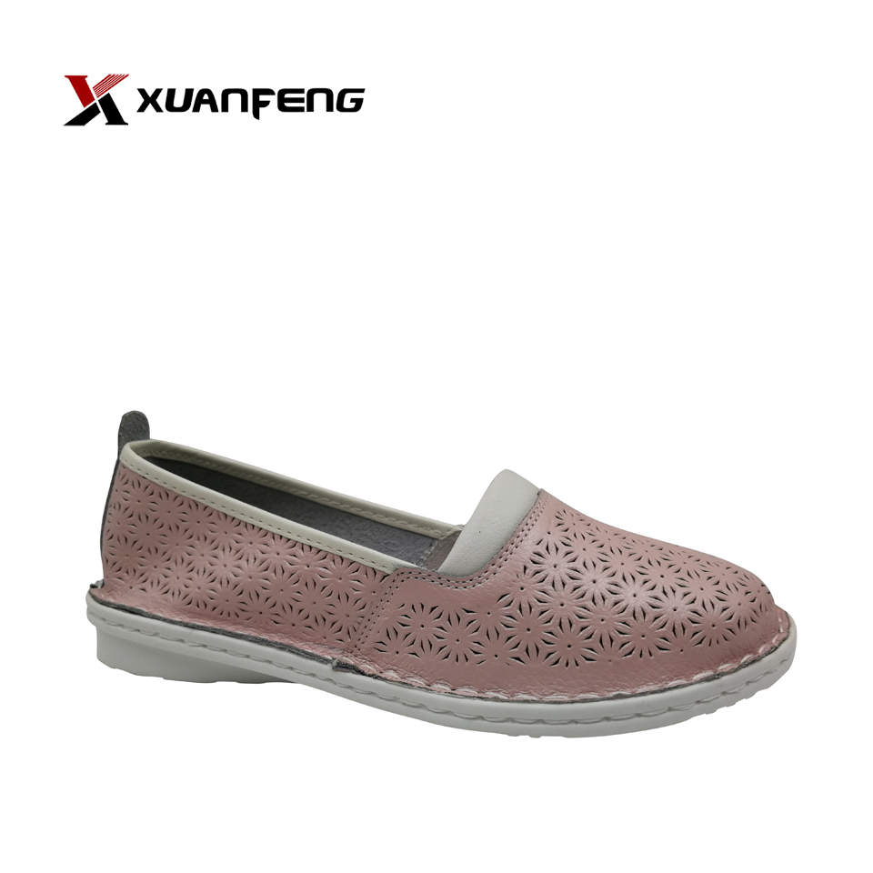 Wholesale Summer Lady′s Genuine Leather Shoe Womens Leather Flats